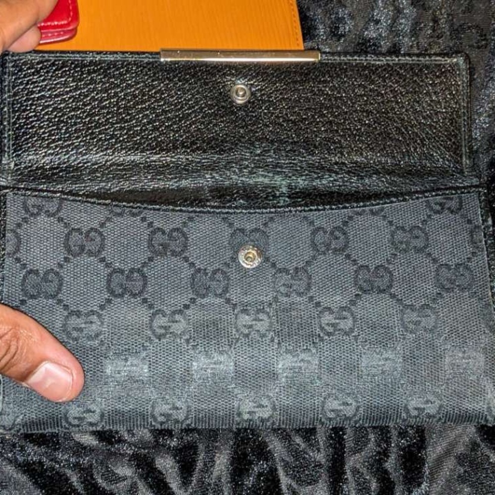 Gucci GG Canvas Metal Bar Continental Flap Long Wallet - Picture 2 of 7